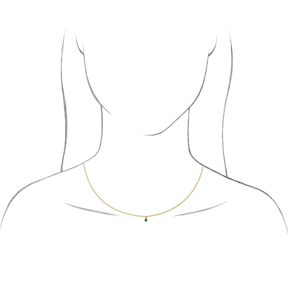 14K Yellow Natural Emerald 16" Necklace