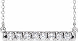 14K White 1/2 CTW Natural Diamond French-Set Bar 18" Necklace