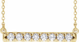 14K Yellow 1/2 CTW Natural Diamond French-Set Bar 18" Necklace