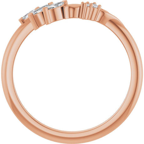 14K Rose 1/8 CTW Natural Diamond Contour Band