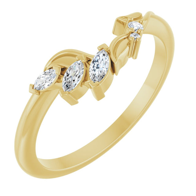 14K Yellow Gold 1/8 CTW Natural Diamond Contour Band
