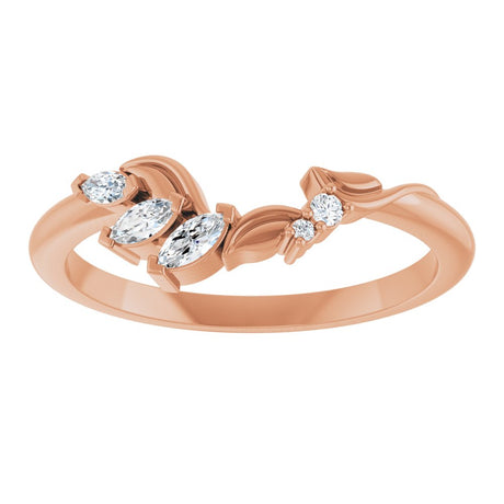 14K Rose Gold 1/8 CTW Natural Diamond Contour Band