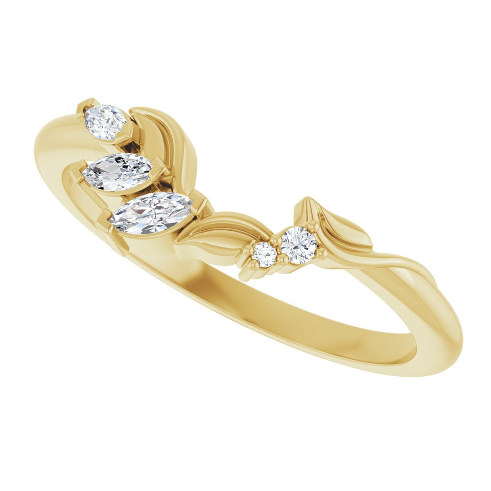 14K Yellow Gold 1/8 CTW Natural Diamond Contour Band