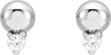 14K White Gold .03 CTW Natural Diamond Bead Earrings