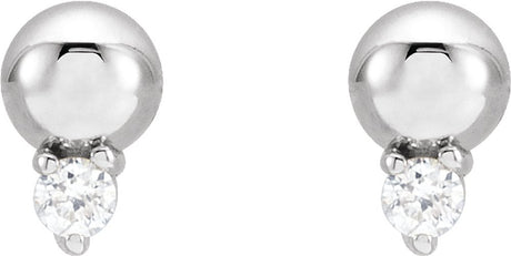 14K White Gold .03 CTW Natural Diamond Bead Earrings
