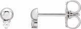 14K White Gold .03 CTW Natural Diamond Bead Earrings