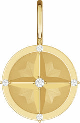 14K Yellow Gold .03 CTW Natural Diamond Compass Charm/Pendant