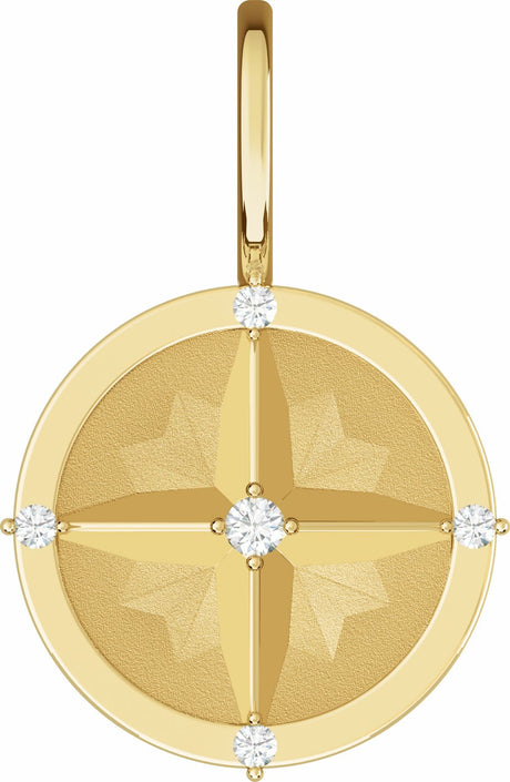 14K Yellow Gold .03 CTW Natural Diamond Compass Charm/Pendant