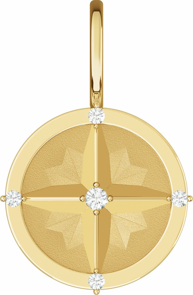 14K Yellow Gold .03 CTW Natural Diamond Compass Charm/Pendant