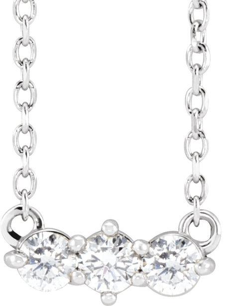 14K White Gold 1/5 CTW Natural Diamond Three-Stone 18" Necklace