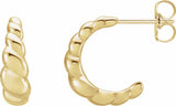 14K Yellow Rope Dome Hoop Earrings