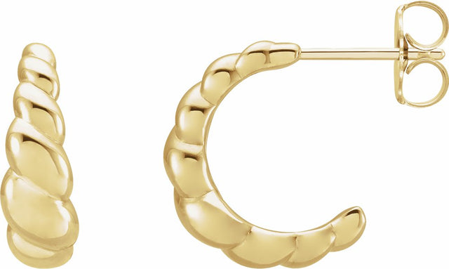 14K Yellow Rope Dome Hoop Earrings