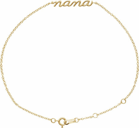 14K Yellow Gold Lowercase Script Nana Bracelet