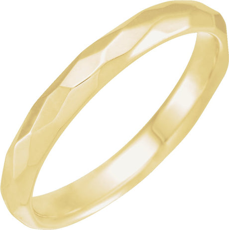 14K Yellow Gold 3 mm Geometric Faceted Comfort-Fit Flat Band Size 7