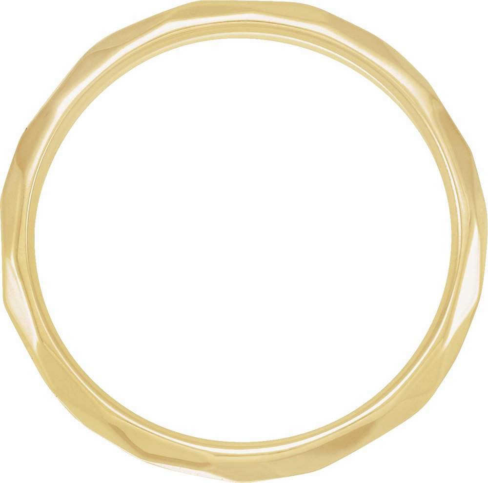 14K Yellow Gold 3 mm Geometric Faceted Comfort-Fit Flat Band Size 7