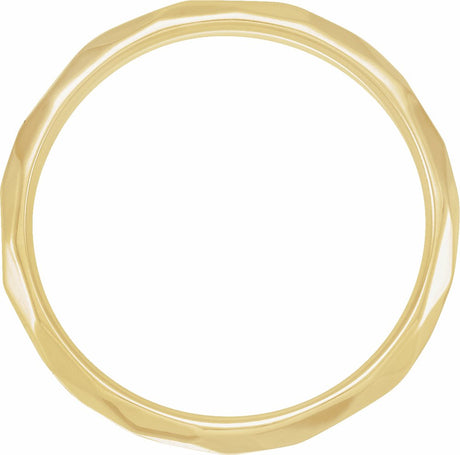 14K Yellow Gold 3 mm Geometric Faceted Comfort-Fit Flat Band Size 7