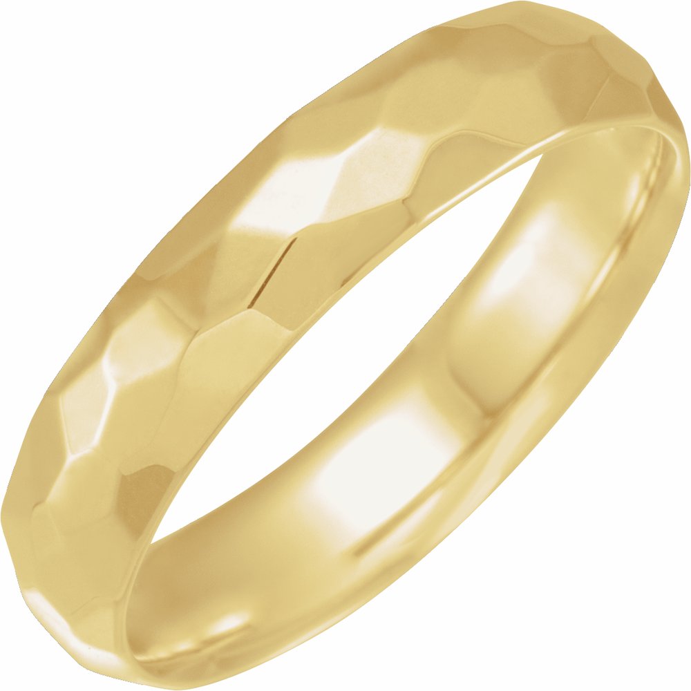 14K Yellow Gold 5 mm Geometric Faceted Comfort-Fit Flat Band Size 12.5