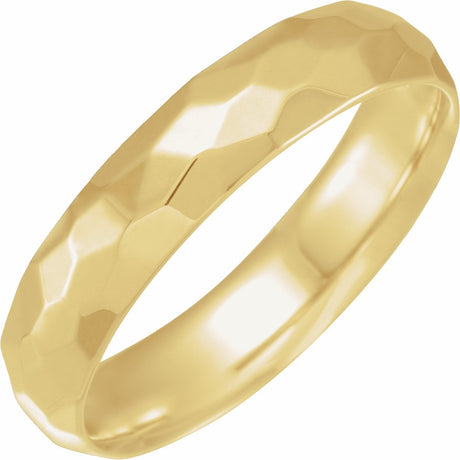 14K Yellow Gold 5 mm Geometric Faceted Comfort-Fit Flat Band Size 12.5