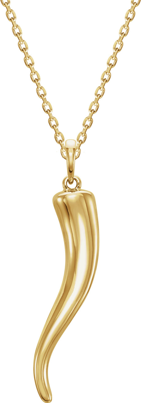 14K Yellow Gold Italian Horn 16-18" Necklace