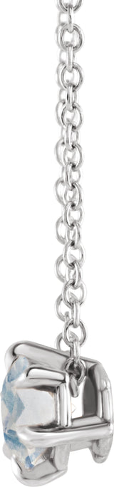 Sterling Silver 4 mm Natural Blue Moonstone Solitaire 16-18" Necklace