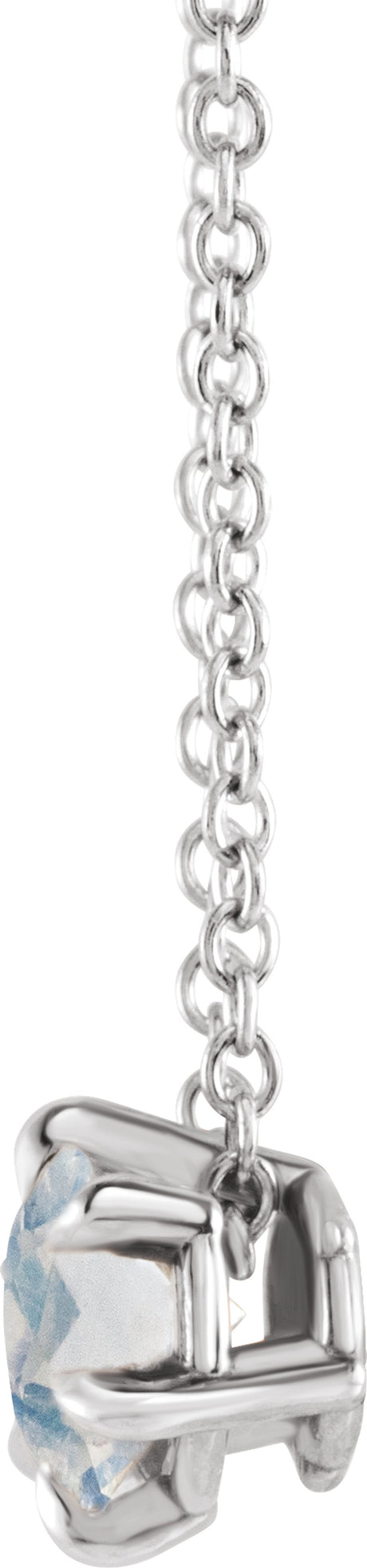 Sterling Silver 4 mm Natural Blue Moonstone Solitaire 16-18" Necklace