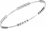 Sterling Silver 3.6 mm Beaded Bangle 7 3/4" Bracelet