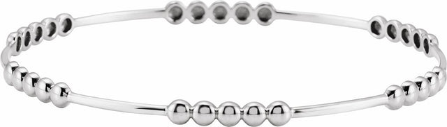 Sterling Silver 3.6 mm Beaded Bangle 7 3/4" Bracelet