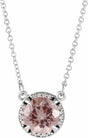 14K White 6 mm Natural Morganite & .04 CTW Natural Diamond 16" Necklace