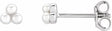 14K White Gold Cultured White Freshwater Pearl Cluster Earrings