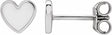 14K White Gold White Enamel Heart Earrings