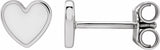 14K White Gold White Enamel Heart Earrings