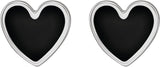 Sterling Silver Black Enamel Heart Earrings