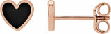 14K Rose Gold Black Enamel Heart Earrings