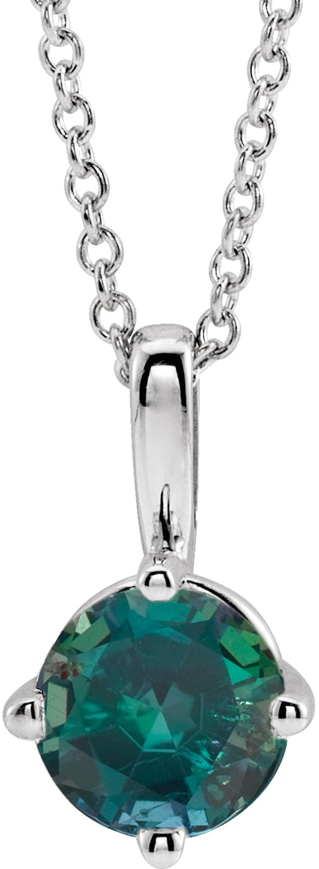 Sterling Silver 4 mm Lab-Grown Alexandrite Solitaire 16-18" Necklace