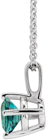 Sterling Silver 4 mm Lab-Grown Alexandrite Solitaire 16-18" Necklace