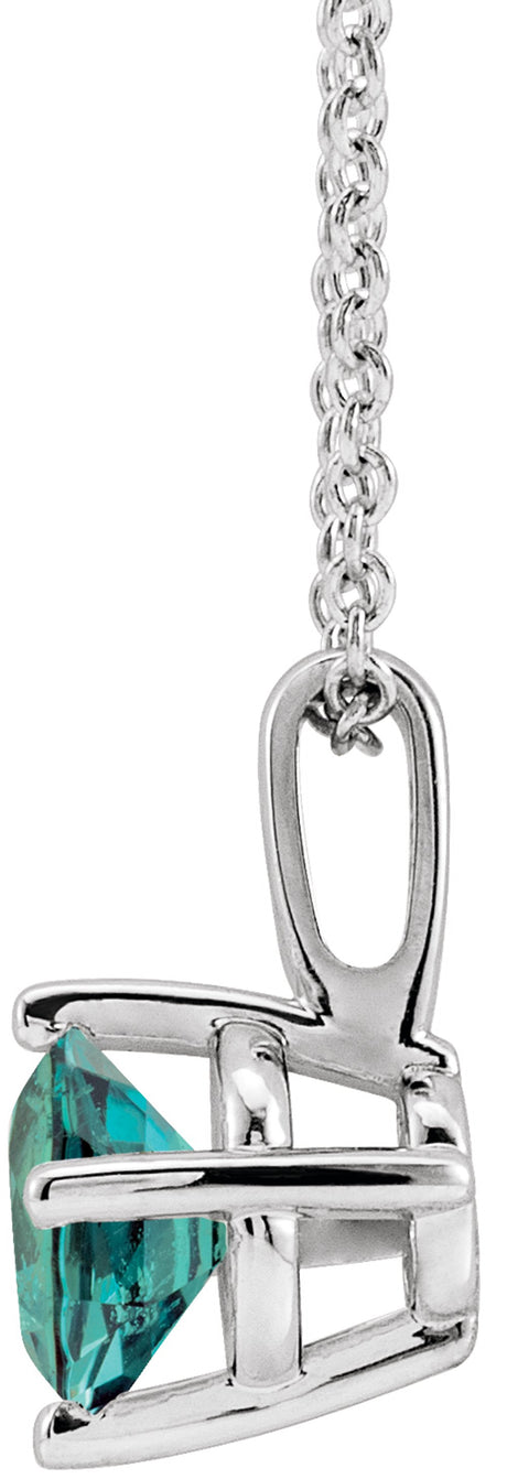 Sterling Silver 4 mm Lab-Grown Alexandrite Solitaire 16-18" Necklace