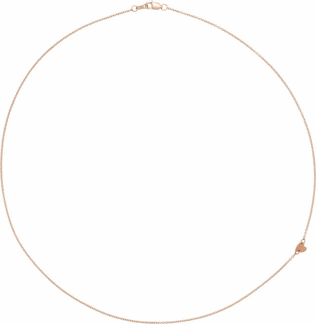 14K Rose Sideways Off-Center Heart 18" Necklace