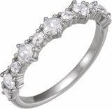 14K White 3 mm Round 1/2 CTW Natural Rose-Cut Diamond Anniversary Band