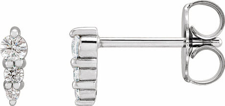 14K White Gold .08 CTW Natural Diamond Graduated Bar Earrings