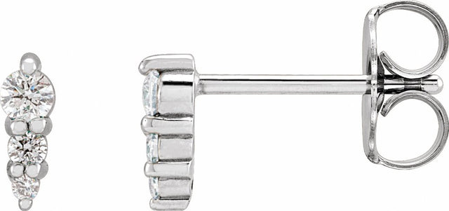 14K White Gold .08 CTW Natural Diamond Graduated Bar Earrings