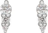 14K White Gold .08 CTW Natural Diamond Graduated Bar Earrings