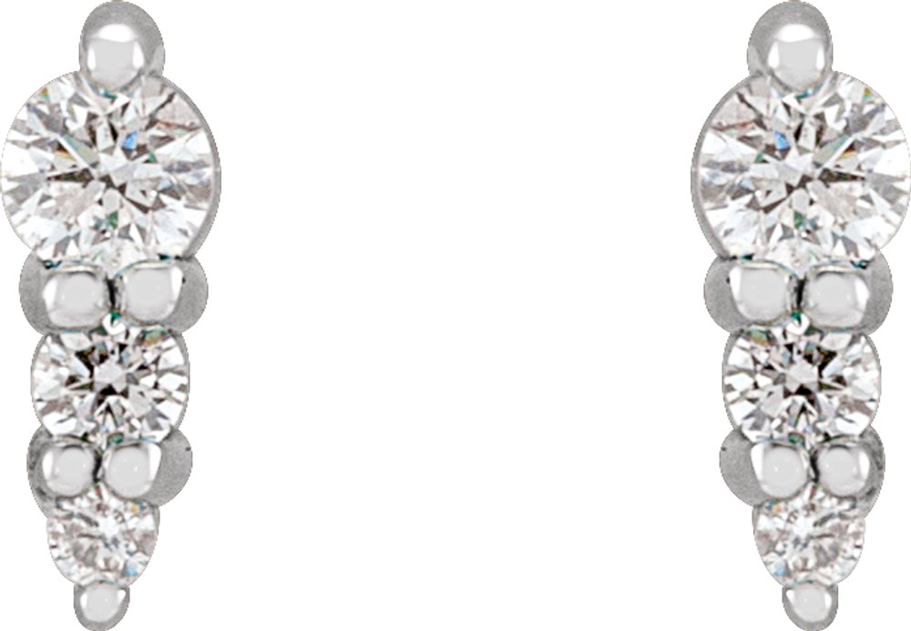 14K White Gold .08 CTW Natural Diamond Graduated Bar Earrings