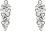 14K White Gold .08 CTW Natural Diamond Graduated Bar Earrings