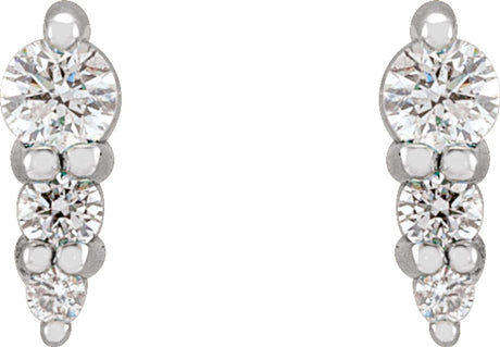 14K White Gold .08 CTW Natural Diamond Graduated Bar Earrings