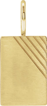14K Yellow Gold Engravable Dog Tag Charm/Pendant