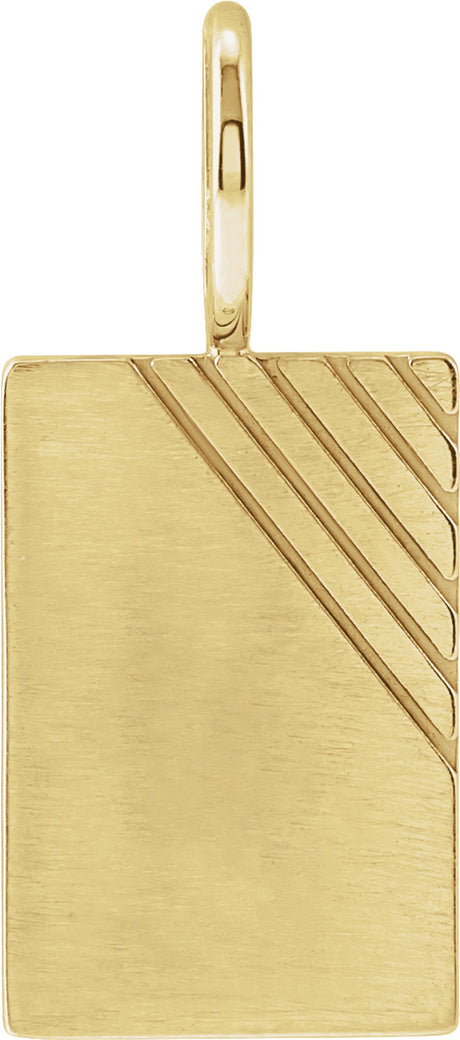 14K Yellow Gold Engravable Dog Tag Charm/Pendant