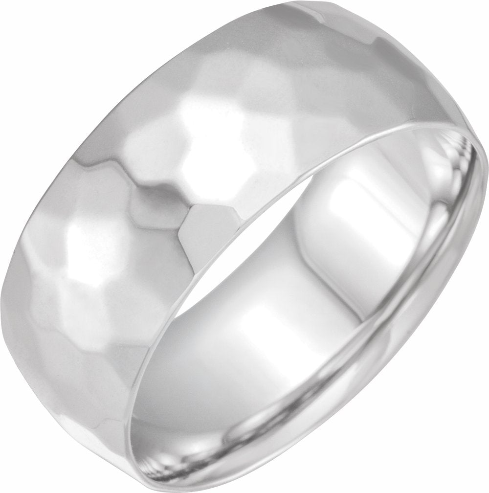 Continuum Sterling Silver 9 mm Geometric Faceted Comfort-Fit Flat Band Size 7