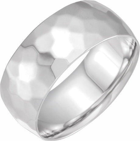 Continuum Sterling Silver 9 mm Geometric Faceted Comfort-Fit Flat Band Size 7