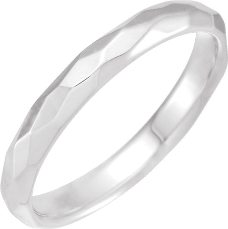 Continuum Sterling Silver 3 mm Geometric Faceted Comfort-Fit Flat Band Size 4