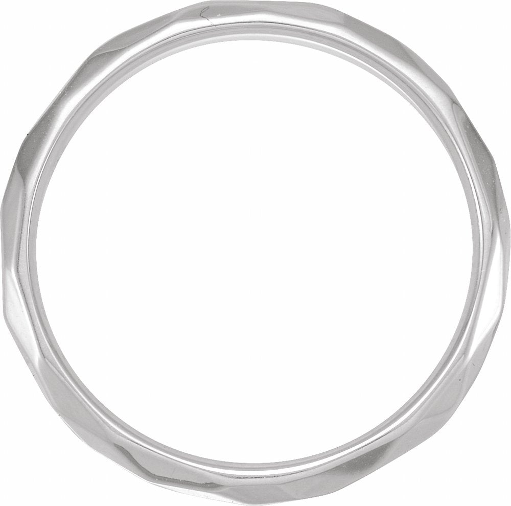 14K White Gold 3 mm Geometric Faceted Comfort-Fit Flat Band Size 6